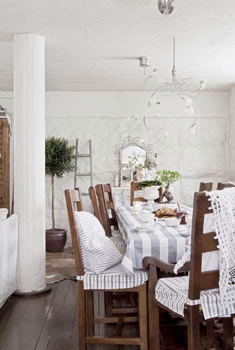 amenajari, interioare, decoratiuni, decor, design interior, stil shaby chic, scandinav, alb, rustic, sufragerie 