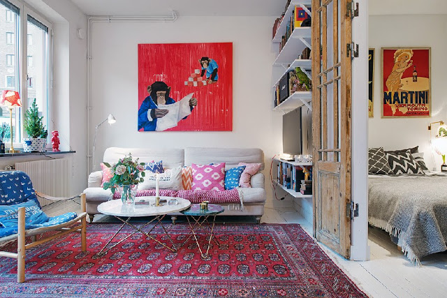 Accente vintage și detalii colorate într-un apartament de 40 m²